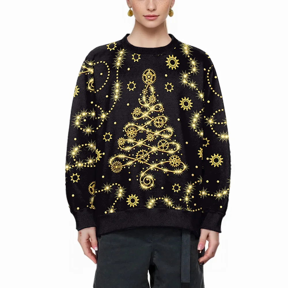 Men Women Holiday Party Sweatshirt 3D Christmas Tree Print Tacky Xmas Jumper Tops Unisex Pullover Ugly Christmas Sweater