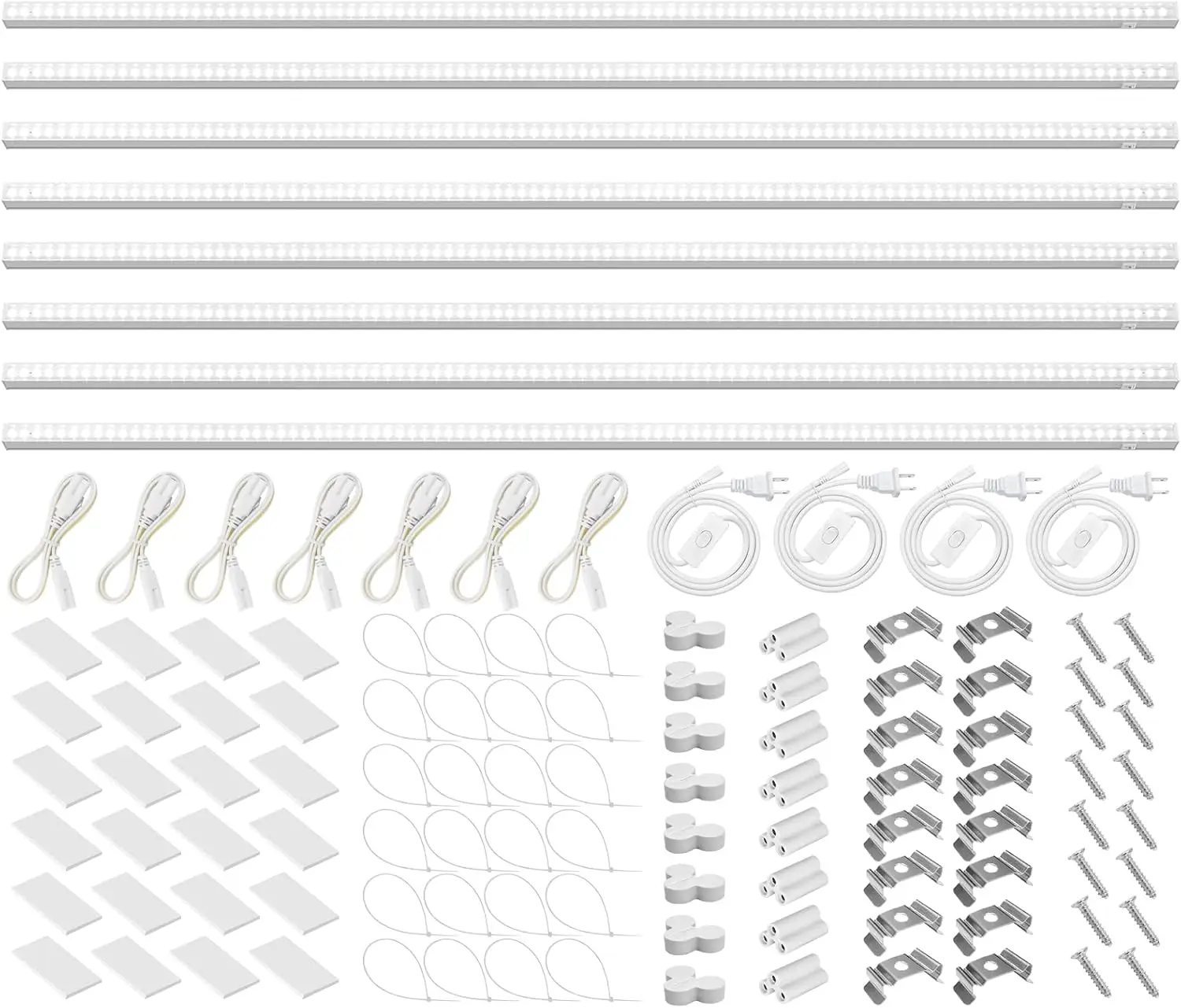 

4FT Full Spectrum LED Grow Lights for Indoor Plants, 8-Pack with Separate Switch & Linkable Design, 160W Total