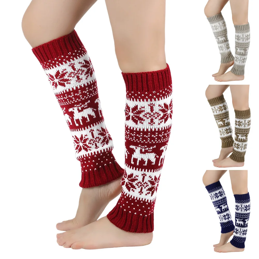 Knitted Leg Covers Festival Christmas Deer Leg Cover Warm Fashionable Leg Protection Christmas Socks Covers Warm Boot Covers