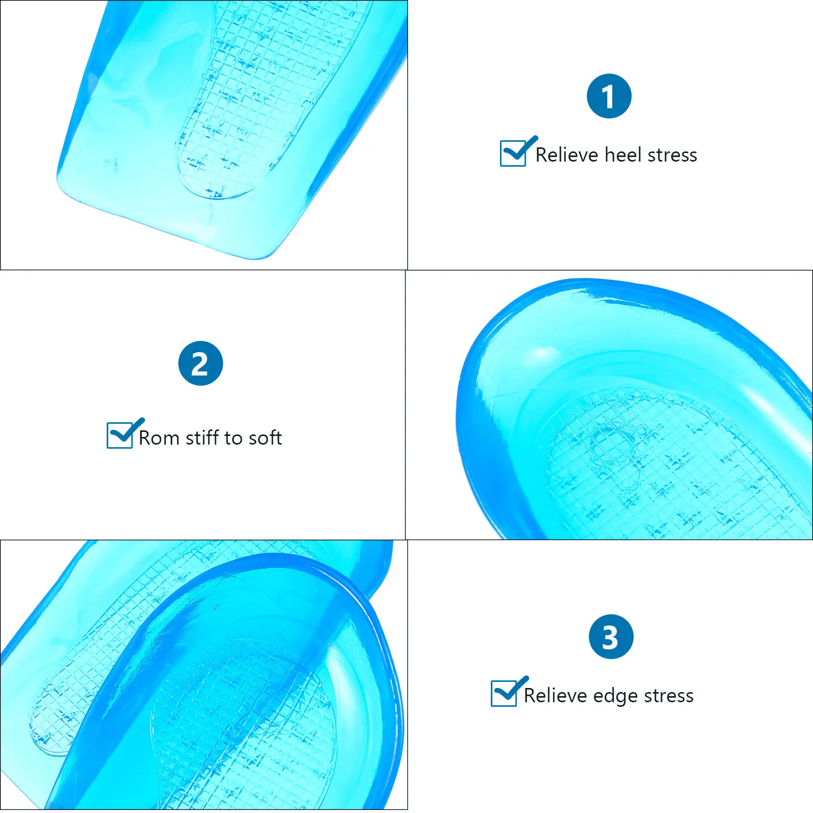 

1 Pair Silicone Heel Cups U Shape Orthotic Pads Antibacterial Cushions Insole Foot Support For Sports Running Hiking Shoes