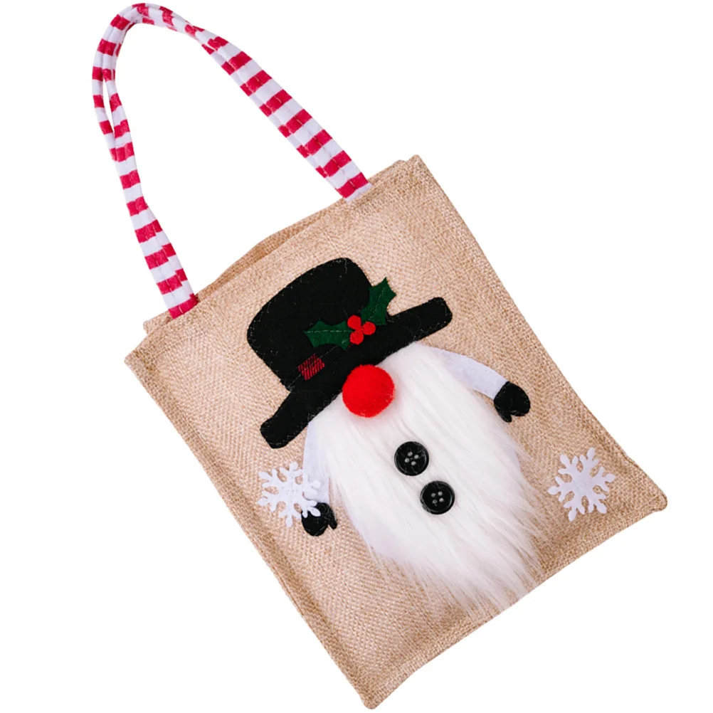 Printed Appliqué Bag Christmas Gift with Practicality Reusable Burlap Adorable Design Linen Bags for Coworkers Wrapping