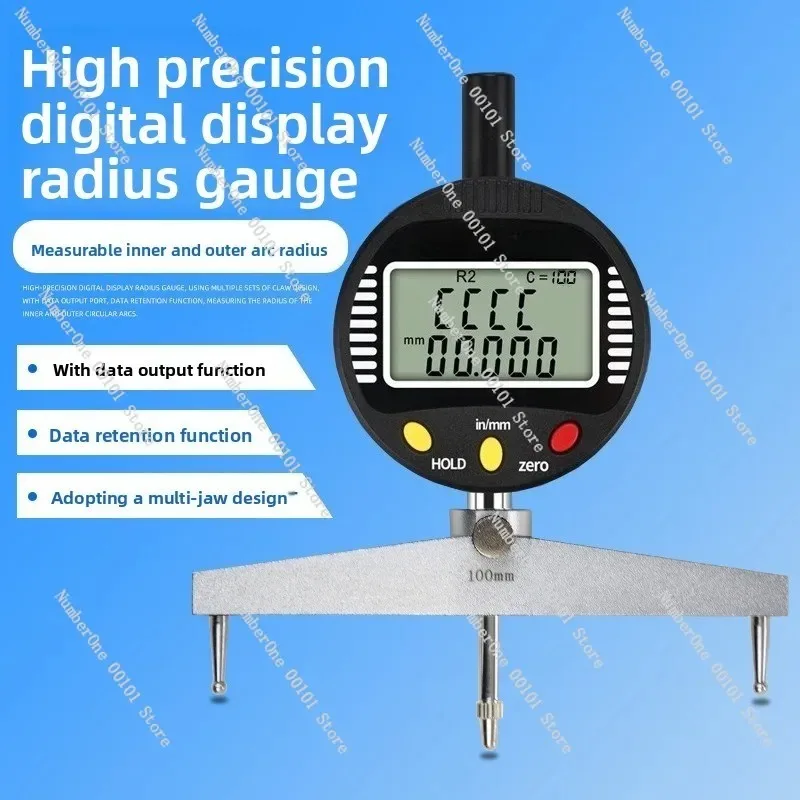 Digital Radius Gauge R Meter, Electronic Curvature Measuring Instrument for Spherical Diameter, Portable R Gauge