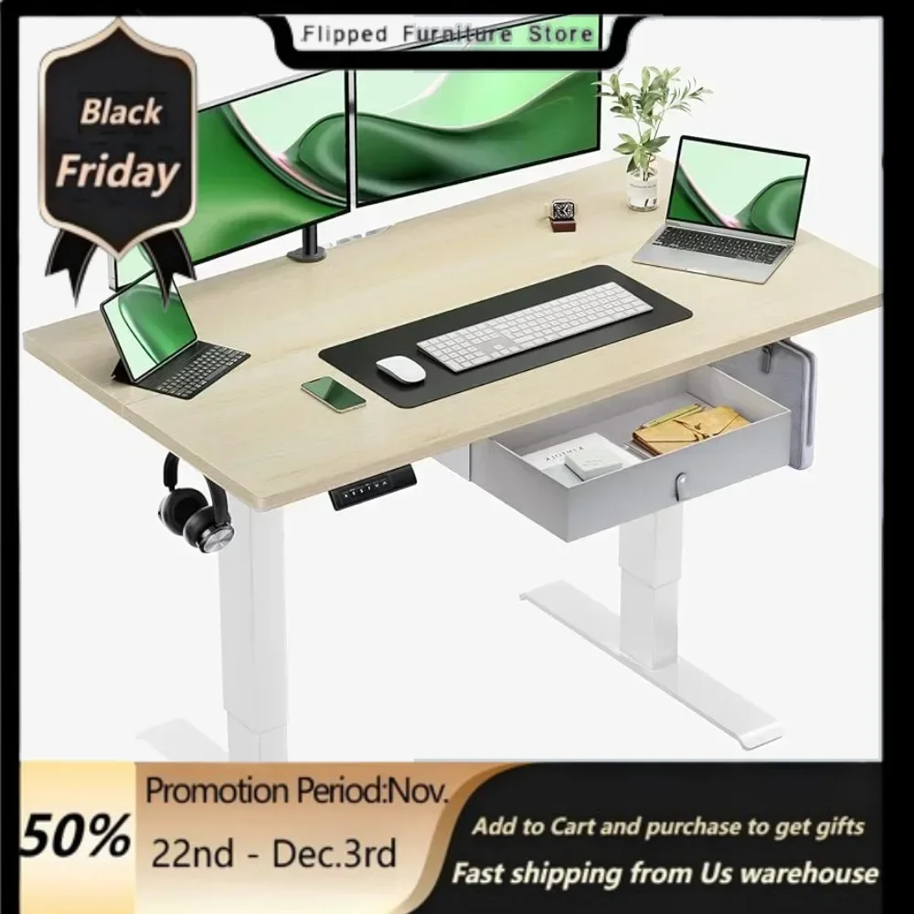 

Standing Desk with Drawer, 48x24 Inch Adjustable Height Standing Desk, Electric Stand Up Desk, Sit Stand Home Office Desk.