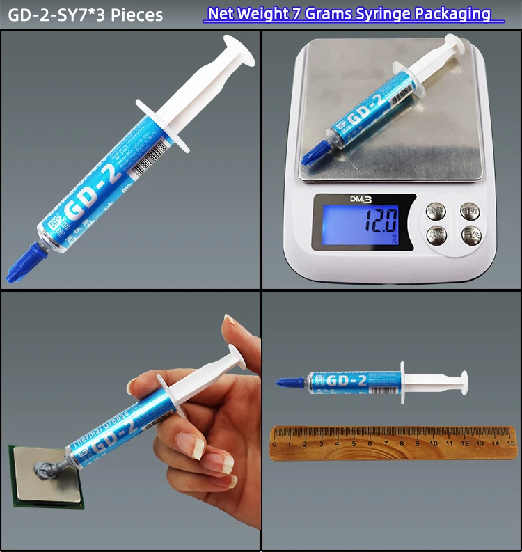 GD-2 Wärmeleitpaste Wärmeleitfett Nettogewicht 1/3/4/7/15/30 Gramm Graupaste Gips Kühlkörperverbindung für CPU GPU SY – Detail 7