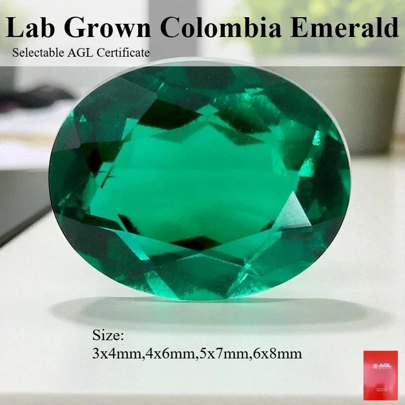 

Lab Grown Colombian Emerald Stone Available Hydrothermal Hand-Cutting Oval Cut Selectable AGL Certificate For Jewelry Making