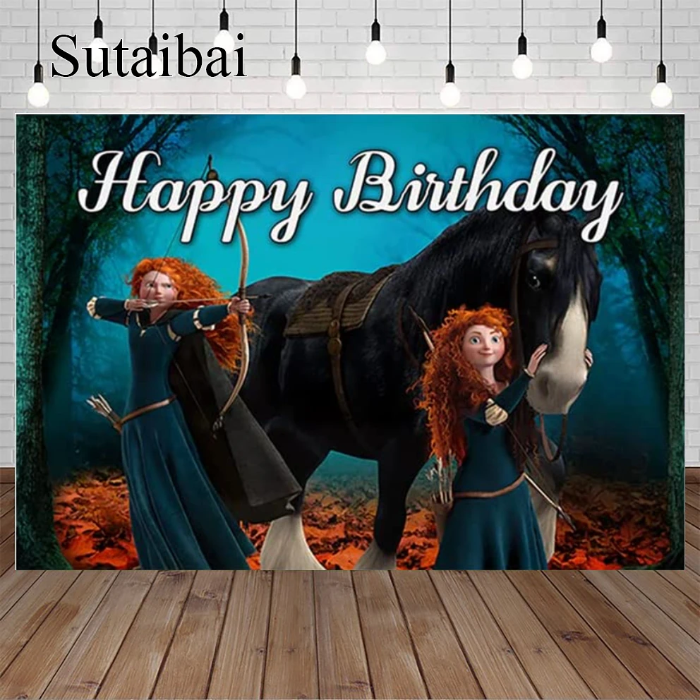 

Princess Merida Backdrop for Birthday Party Decorations Brave Banner for Baby Shower Party Supplies