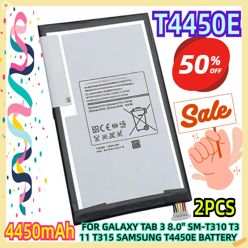 

FOR GALAXY TAB 3 8.0" SM-T310 T311 T315 4450mAh SAMSUNG T4450E BATTERY 2PCS