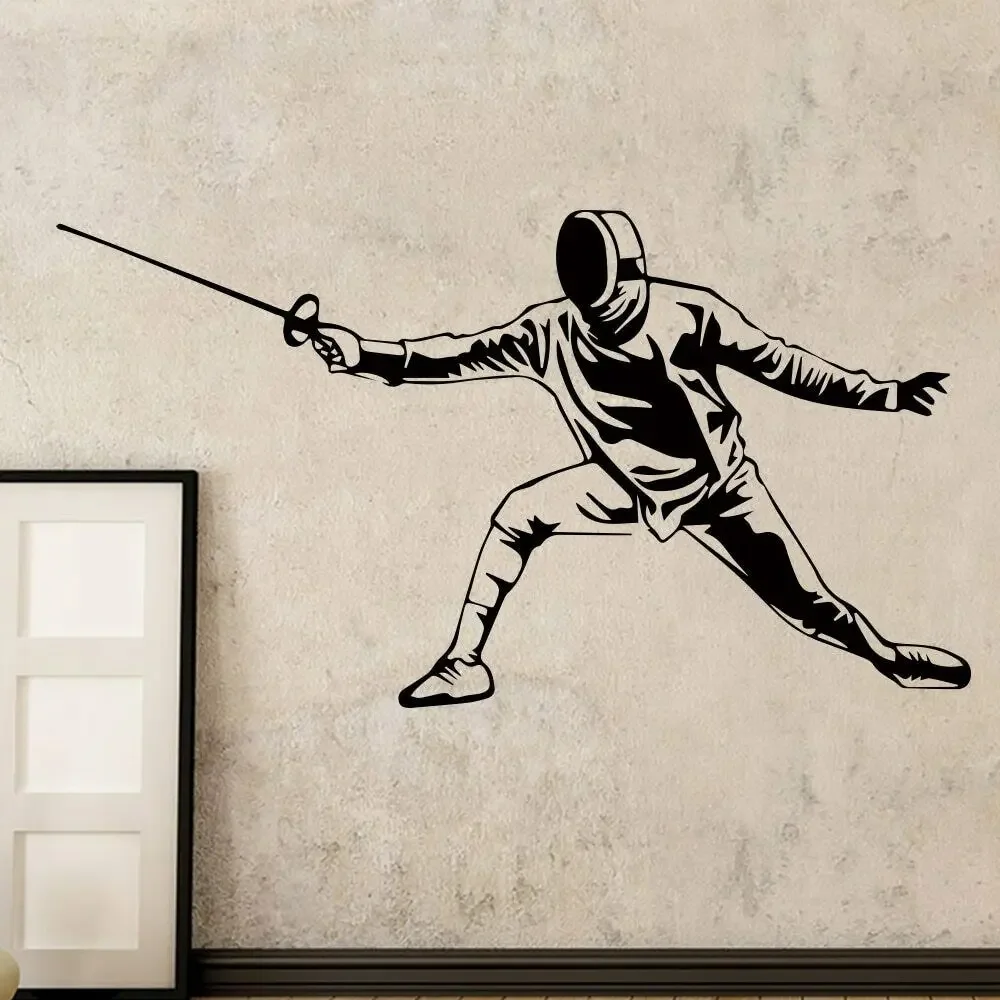 Swordsman Fencer Wall Stickers for Wall Decal Fencing Hall FCH Decoration Murals Accessories for Living Room Vinyl Wallpaper