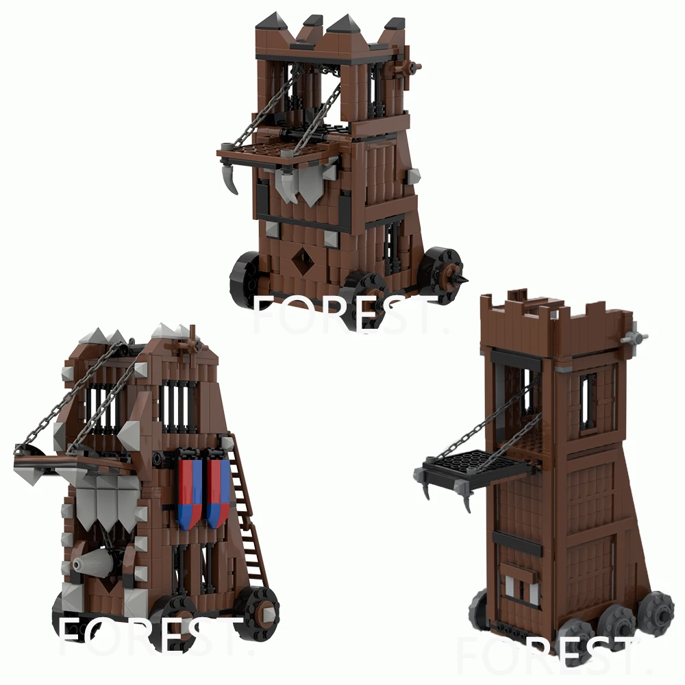 

Строительные блоки «Средневековое осадное орудие»: креативные осадные башни, модели рыцарских боев и колесниц, конструктор MOC, игрушка-подарок