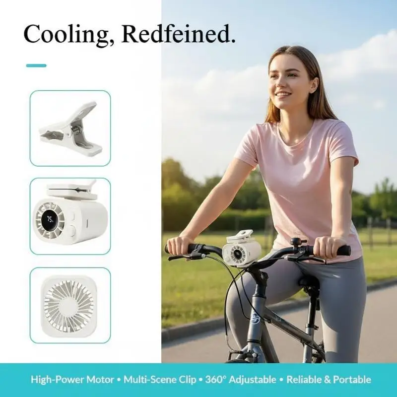 Clip-On Car Fan 360° Rotatable 100 Speed Adjustable Rechargeable Portable Fan for Car Dashboard Office Desk Camping image 6