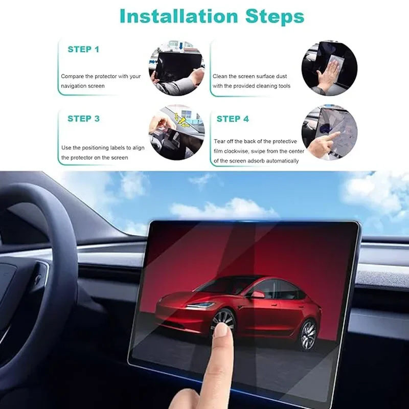 Tempered Glass Screen Protector For Tesla New Model 3 Model Y Highland 2024 Glare HD Center Control Touch Screen Protective Film