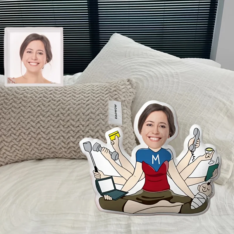 Modern Style Custom Pillow, Digital Double-Sided Printing Design, Personalized Design, Face And Body Integration, Hidden Zipper,