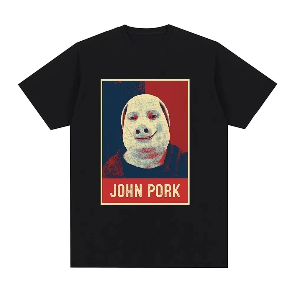 R.I.P John Pork divertido Humor Pig Meme camiseta hombres mujeres moda Vintage Tops algodón de gran tamaño Camiseta de manga corta nostálgico Casual