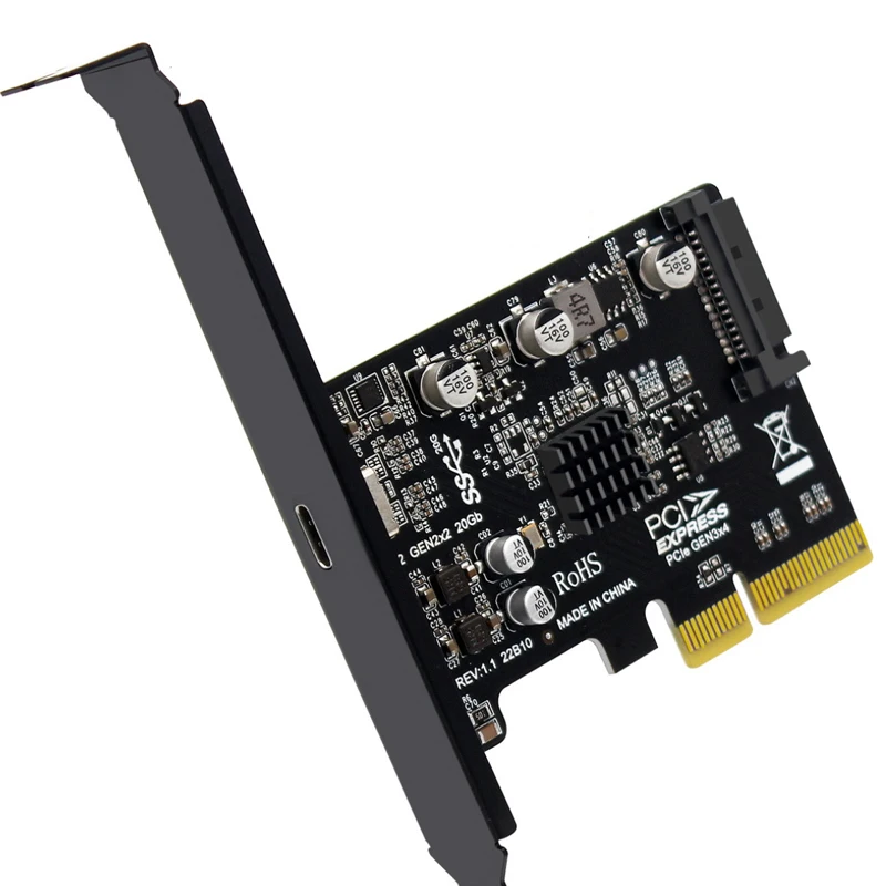 PCI-Express 4X to Type-C USB 3.2 Gen 2 Internal Expansion Card 20Gbps ASM3242