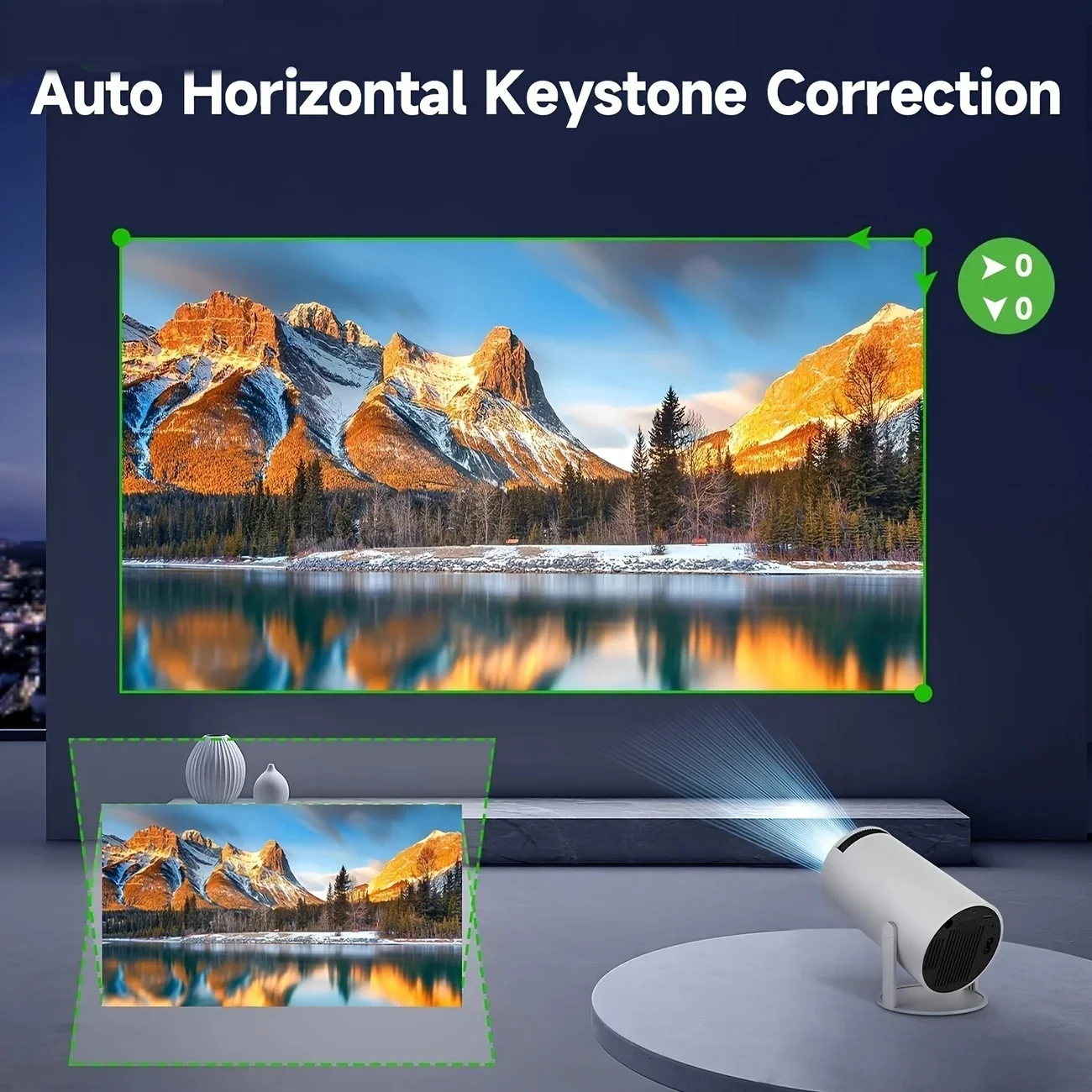 HY300 2024 안드로이드 12.0 휴대용 프로젝터, 200ANSI 루멘 WiFi 6 듀얼 밴드 블루투스 5.4, 1080P 지원 720P HD 무선 프로젝터