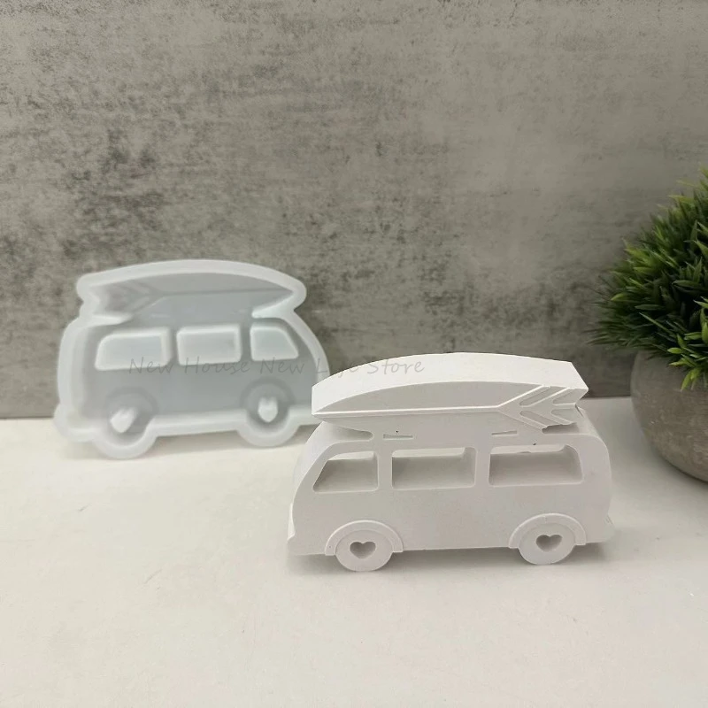 Camping Bus Silicone Mold Casting Mold Camper Van Surf Van Beach Life Surfing Bus Plaster Mould Vehicle Motorcycle Decor Molds