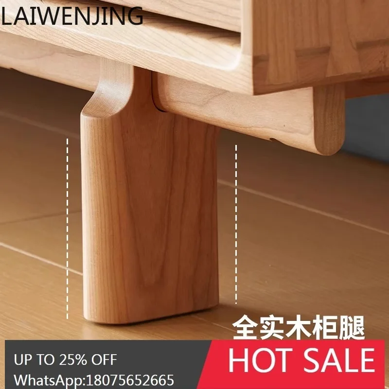 HLZ Nordic Solid Wood TV Cabinet Vintage Small Apartment Living Room Mortise and Tenon Modern Simple Coffee Table Set