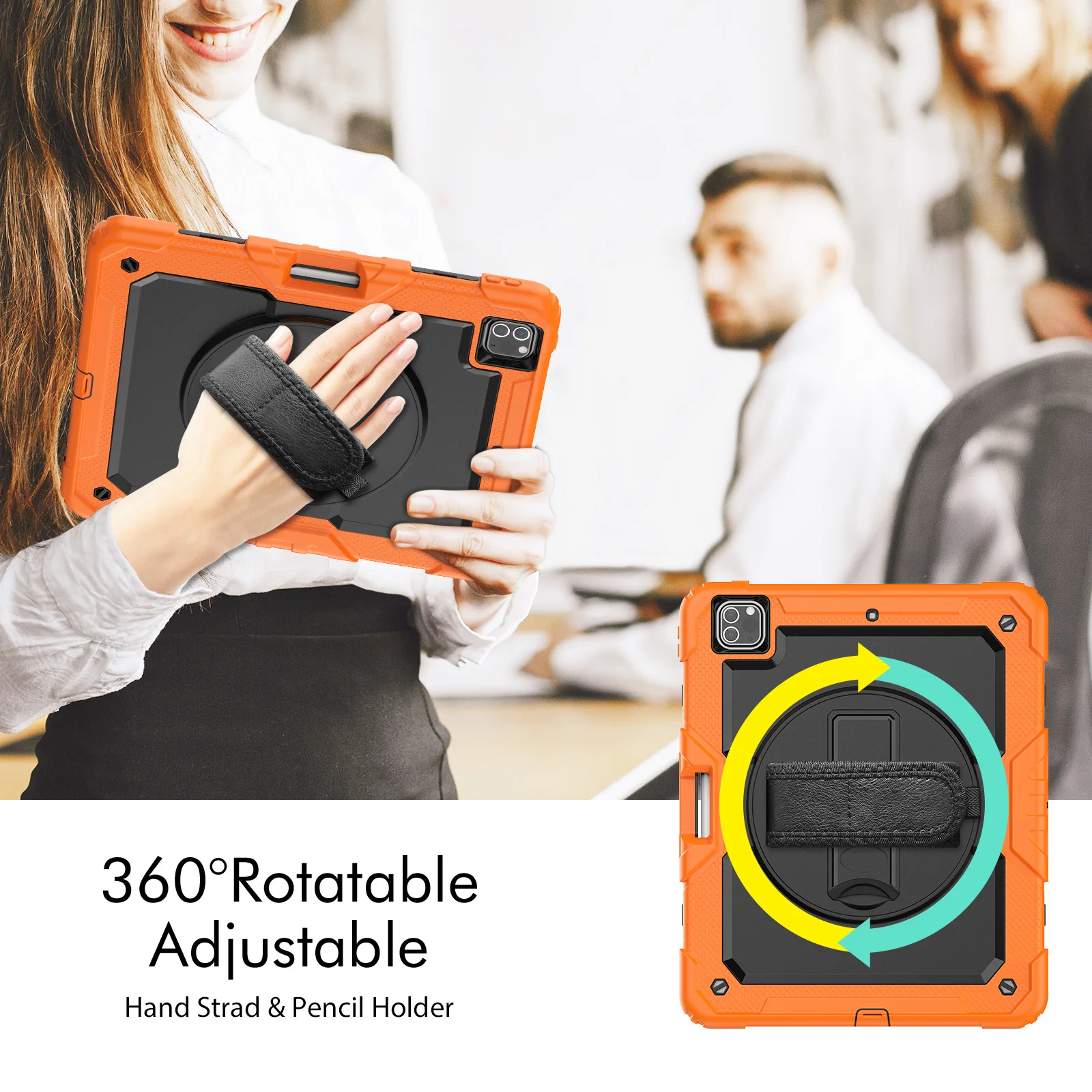 Imagem -02 - Capa Ipad Pro com Protetor de Tela Capa Rotativa 360 Alça de Ombro de Mão Slot para Caneta Heavy Duty 12.9 2023 2023 2023 2023