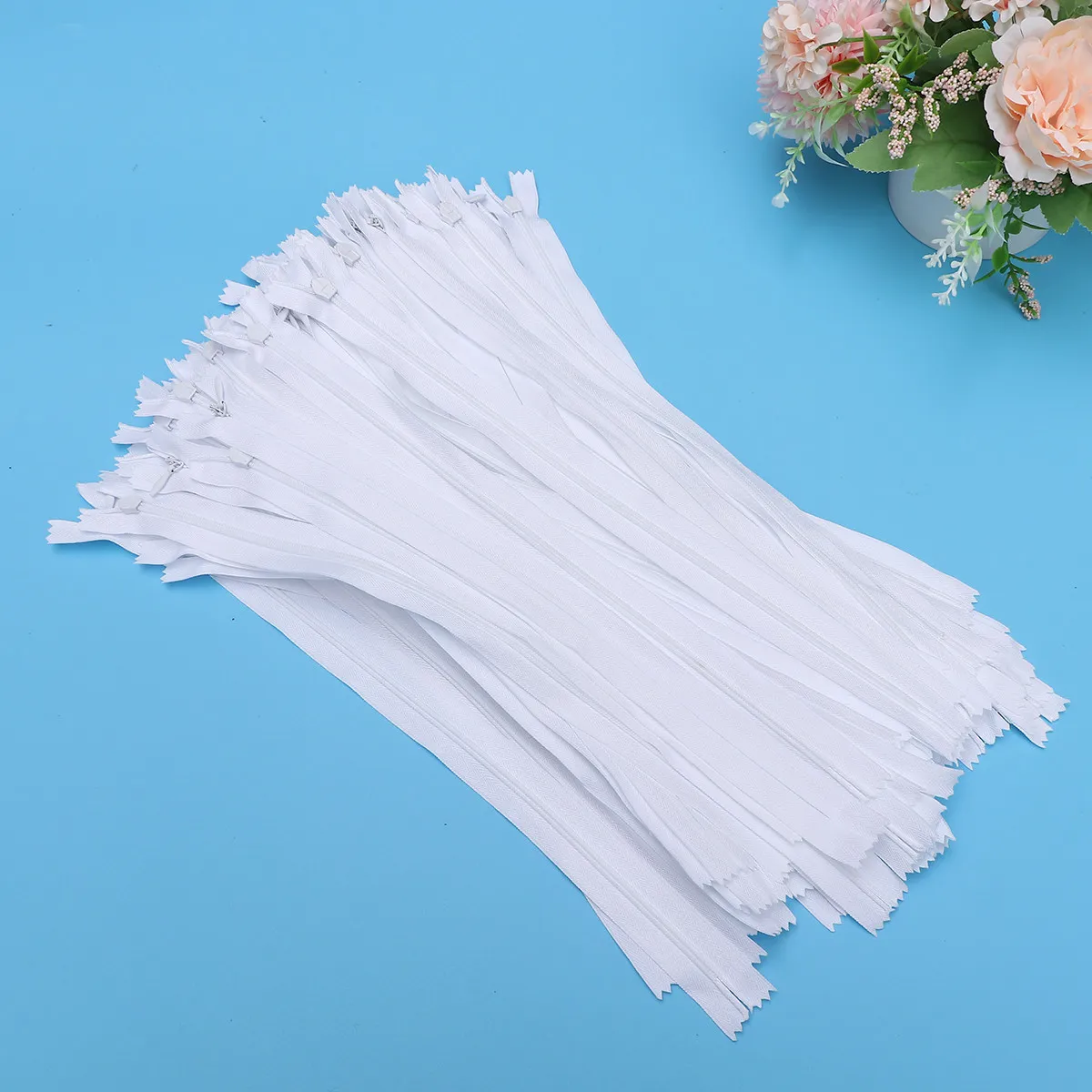 100Pcs Easy-Install Nylon Self-Locking Zipper 30Cm Invisible Zippers for Sewing Clothing Crafts Skirts Dresses Costumes Throw