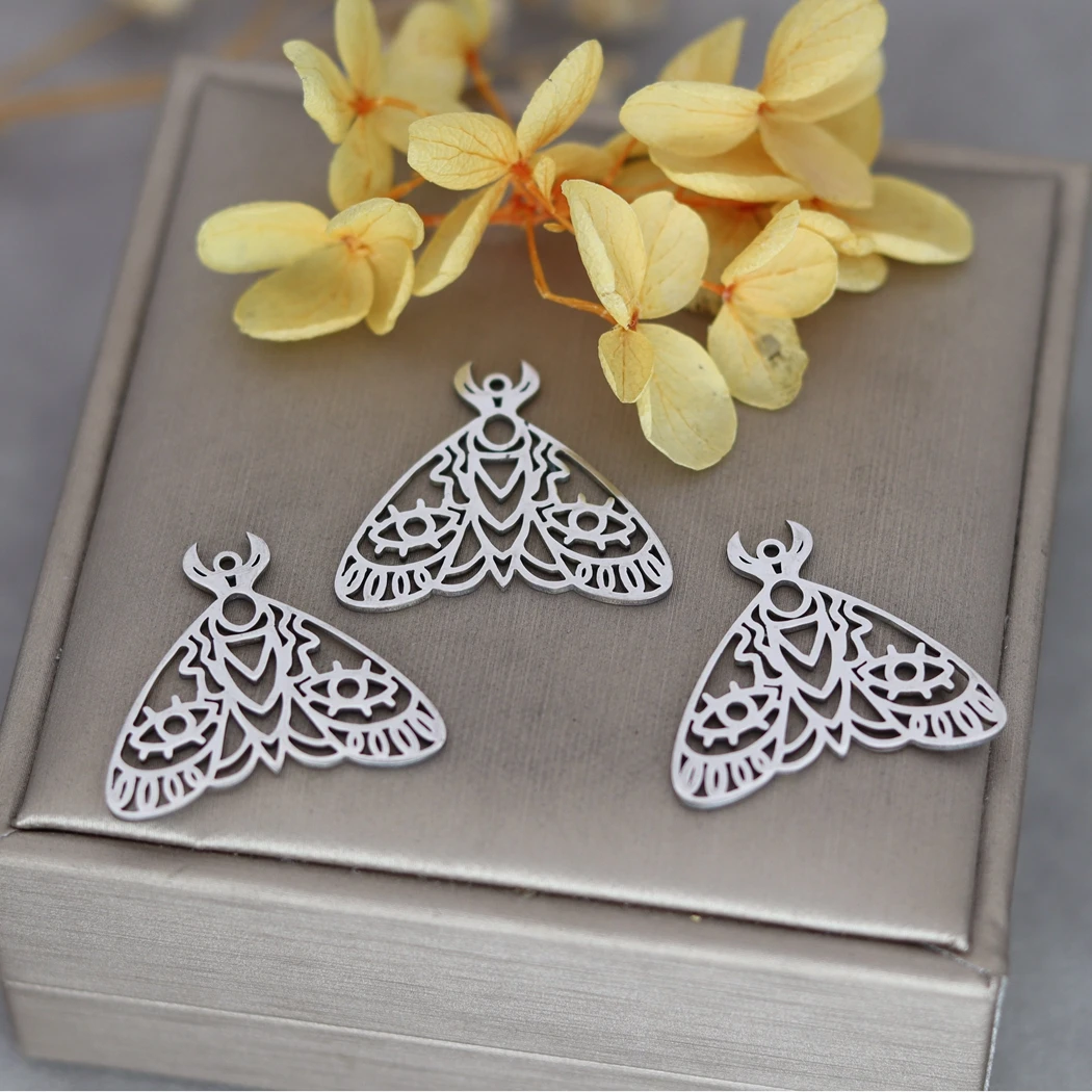 3pcs Stainless Steel Hollow Geometric Moth Eyes Accessories Findings For Fashion Jewelry Making DIY Handmade Craft