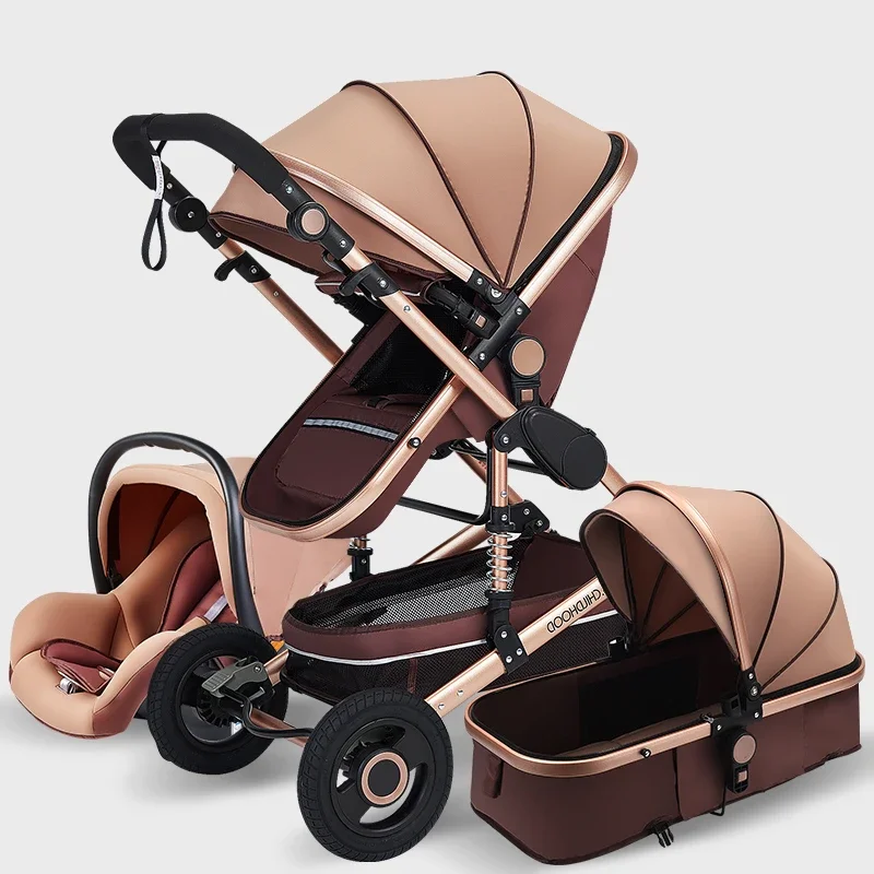 High Landscape Baby Stroller 3 in 1 Hot Mom Pink Stroller Luxury Travel Pram Baby Carrier Carriage Car seat and Stroller Trolley