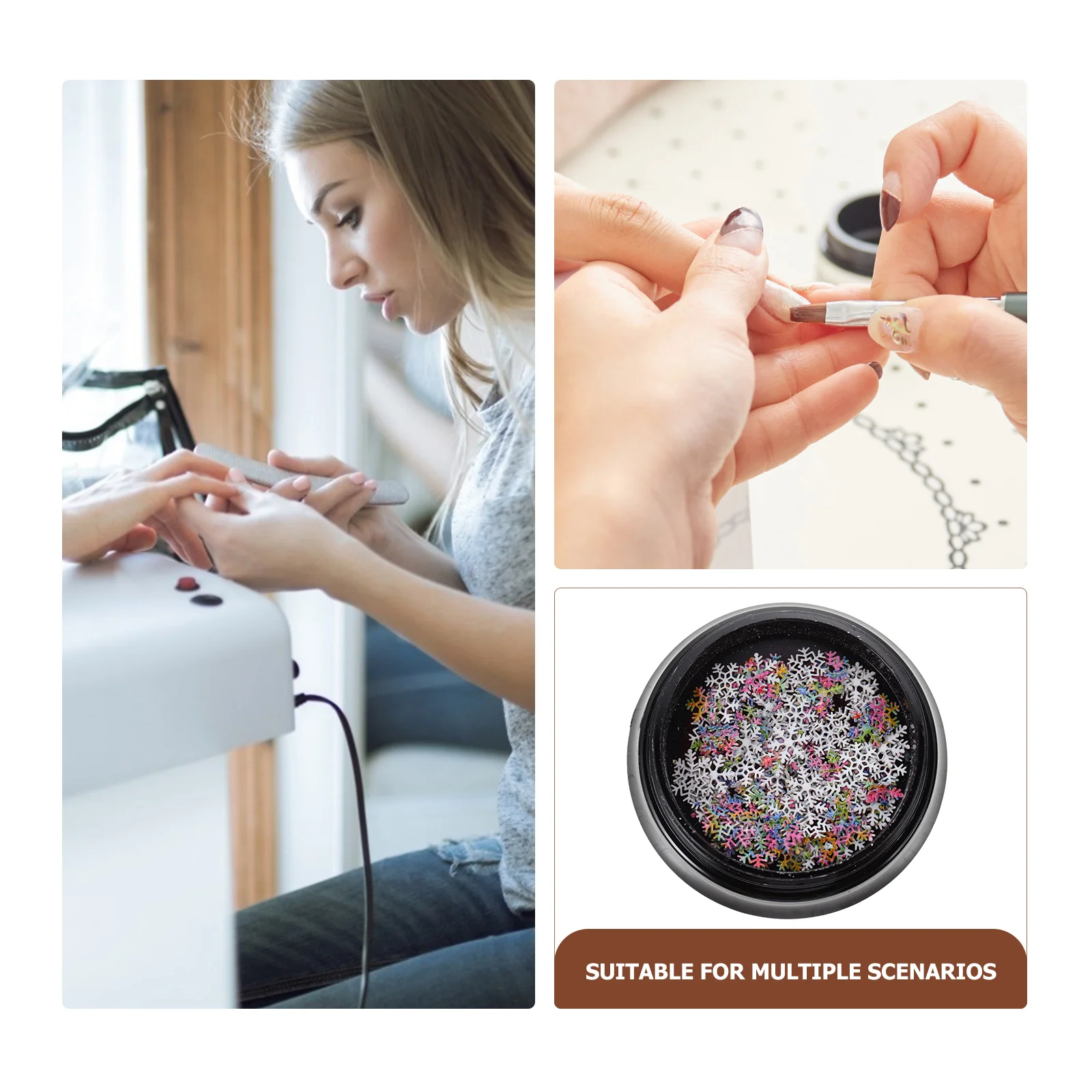 

3 Boxes Snowflake Sequin Nail Patches Iridescent Glitter Flakes Craft Decoration Manicure Supply Sequins Diy Charms