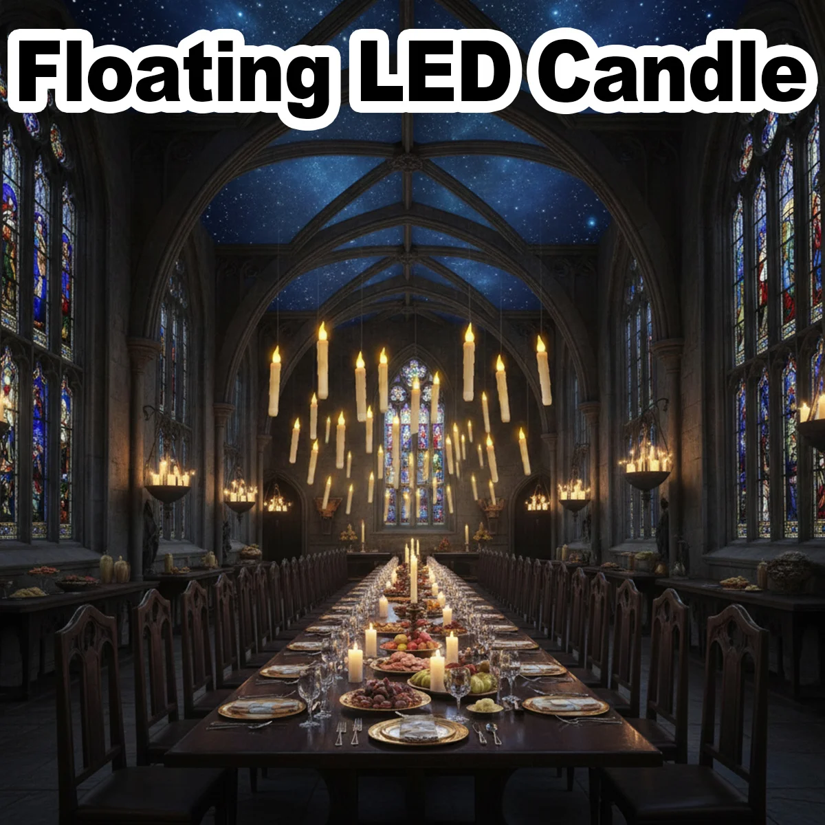 12/20PCS Floating Candles with Wand Remote Magic LED Hanging Taper Light Flameless Fake Bulb For Christmas Halloween Party Prop