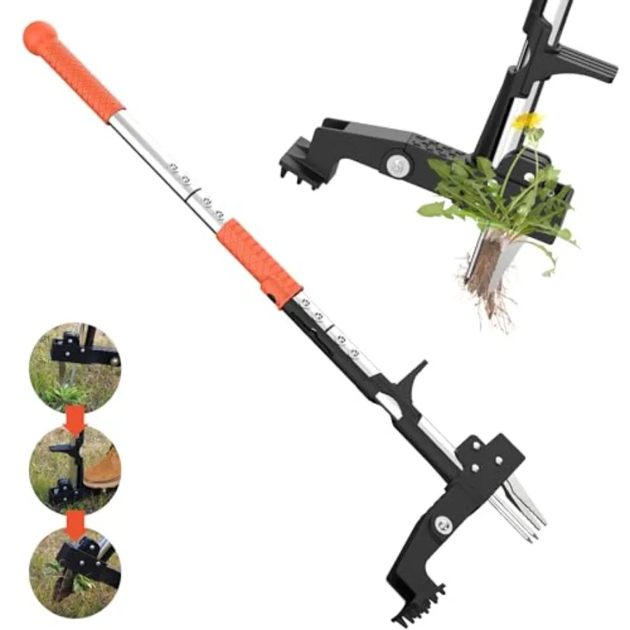

Weed Puller Tool Gardening Stand-Up Weeder Puller with Ergonomic 39.3" Long Handle and 4 High-Strength Stainless Steel Claws Ea