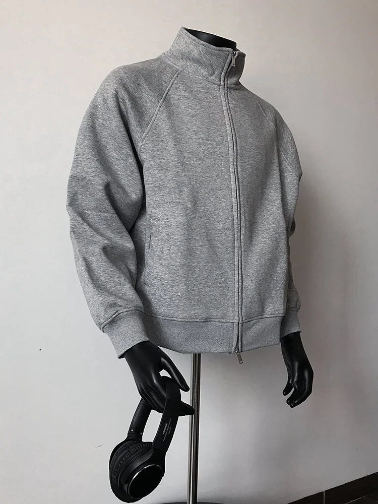 

2025 Spring Autumn New Casual Men's Jackets Solid Color Zip-up Long Sleeve Sweatshirt Jacket Men Vintage Stand Collar Slim Coats