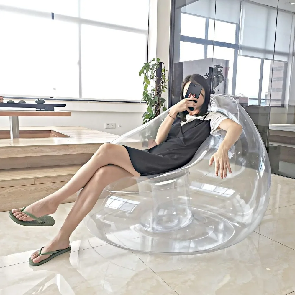 

Inflatable Couch PVC Sofa Chair for Indoor/Outdoor, Transparent Sofa, Inflatable Chair, Blow Up Couch Bean Bag Lazy Sofa Chair