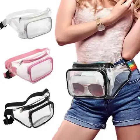 NEW Transparent Clear Fanny Pack Stadium Approved PVC Sports Waist Bag Waterproof Large Capacity Jogging Pouch Travel