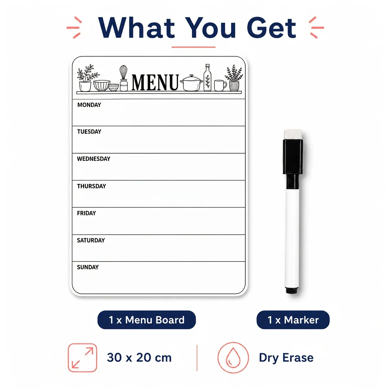 Magnetic Fridge Whiteboard Sticker, Erasable Mini Memo Pad, Time Management Calendar & Planner