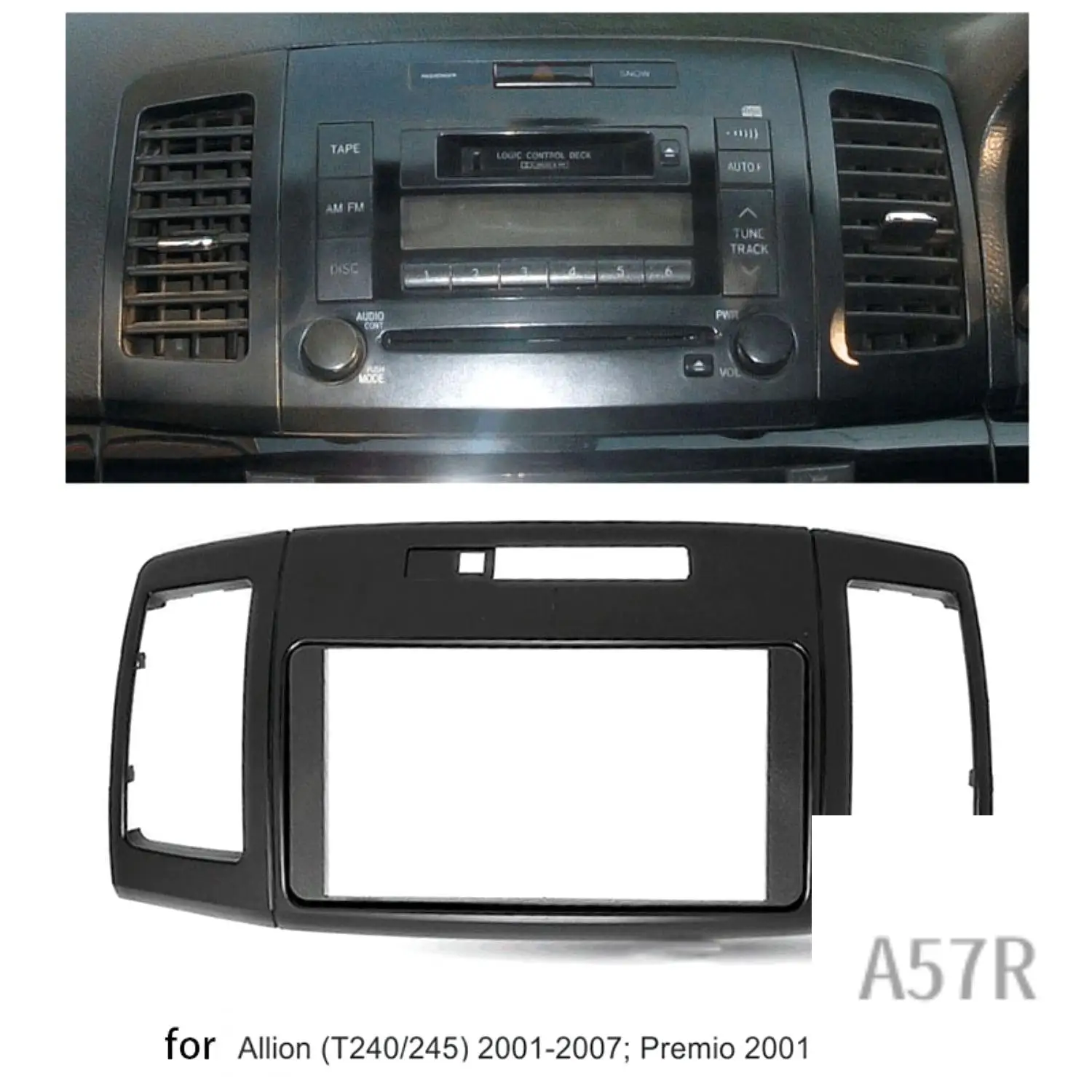

7R-Double DIN Stereo Install Dash Kit Radio Facia Fascia DVD Panel Plate For Toyota Premio 2001-2007