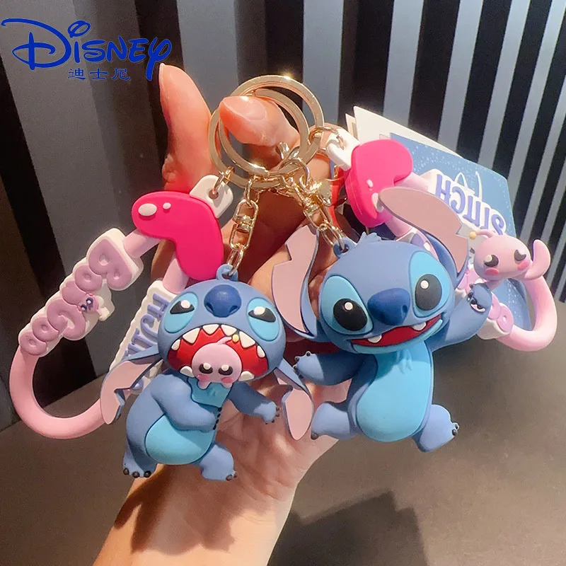 New Disney Lilo and Stitch Pendant Keychain Caroon Stitch Doll Keyring Cute Children Toys Car Keychains Women Christmas Gifts