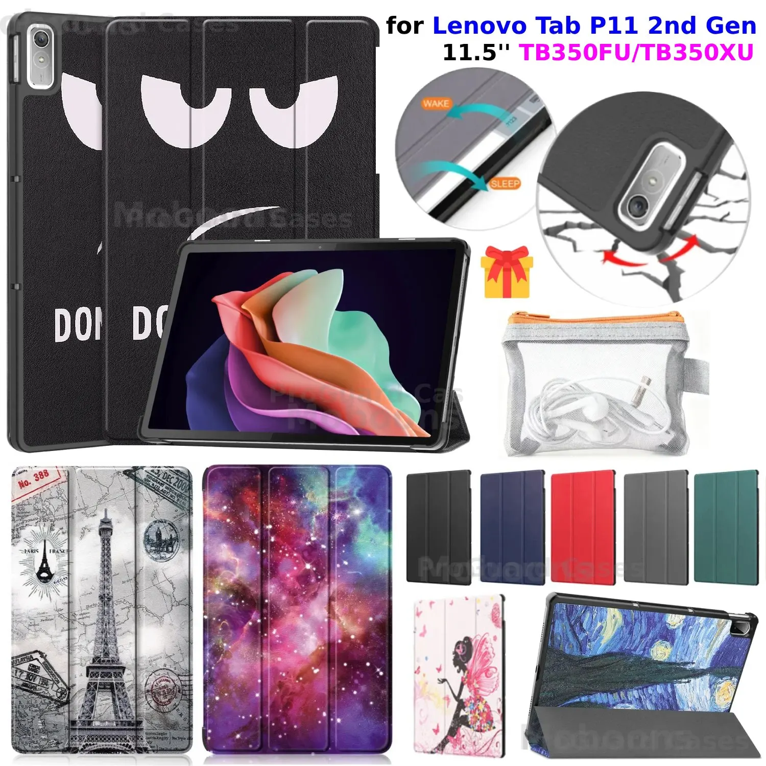 

Чехол для Lenovo Tab P11 2-го поколения 11,5 дюйма, складной чехол-подставка Wake Sleep из искусственной кожи TB350FU TB350XU Gen2 2022 2023 Xiaoxin Pad Plus