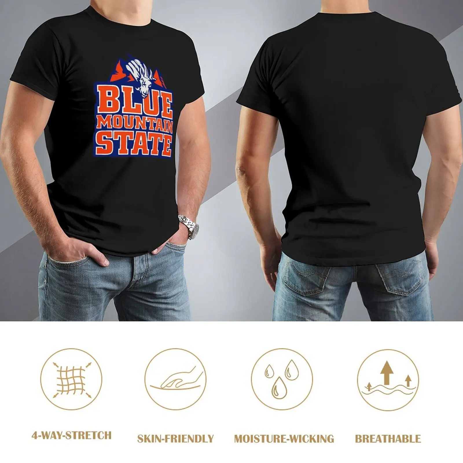 Retro Blue Mountain State Mountain T-Shirt cotton graphic tees tees cotton t shirt men image 4