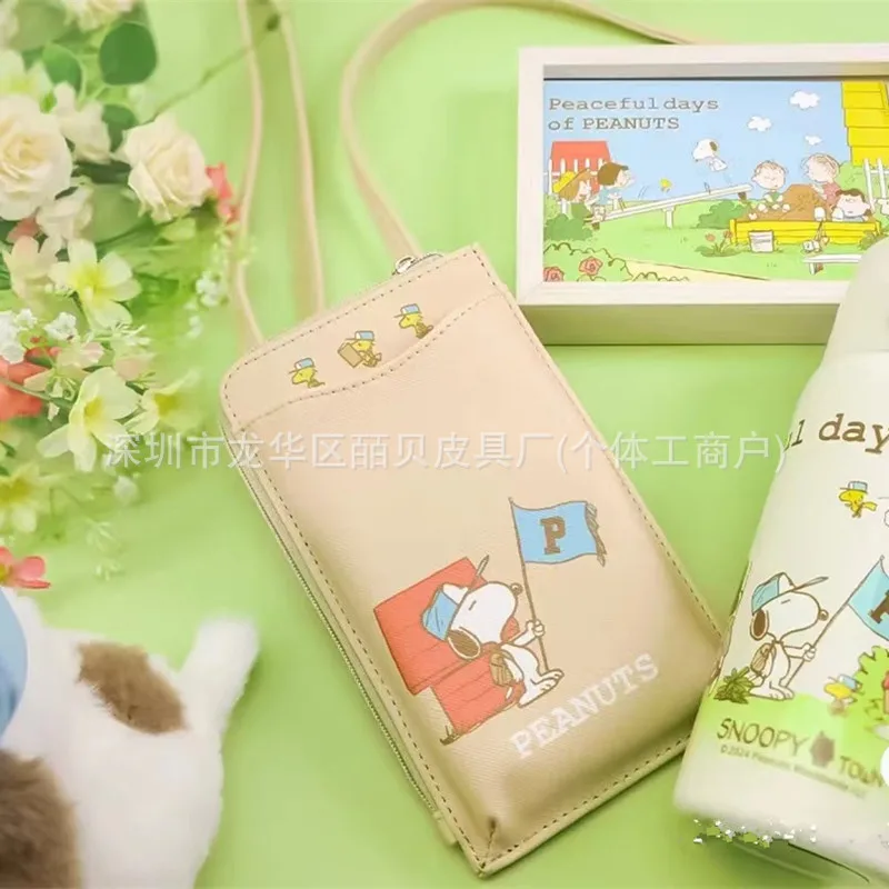 Rilakkumaed Snoopy Mini Crossbody Bags for Women Leather Cute Small Mobile Phone Bag Cartoon Bear Sling Messenger Bags