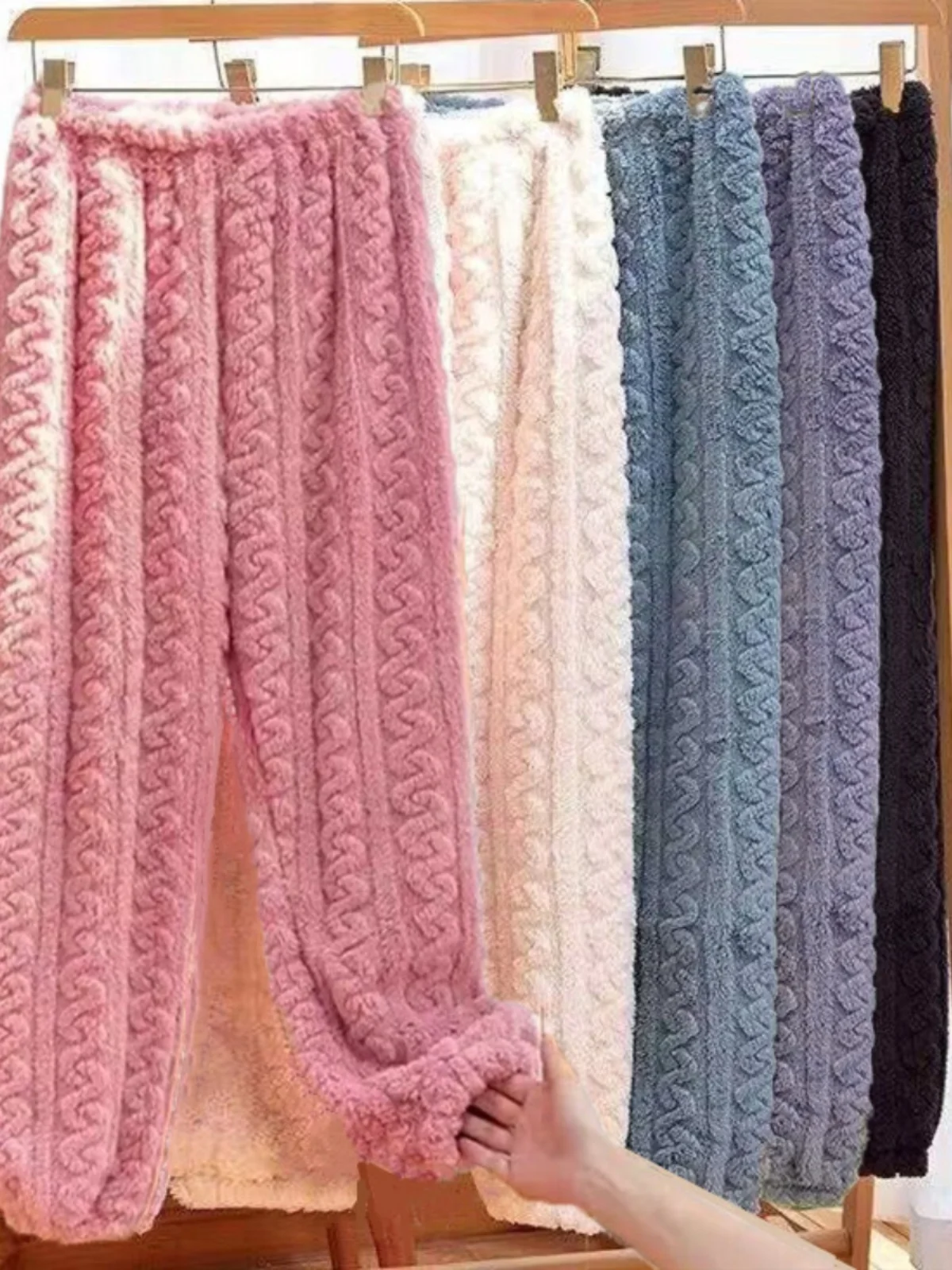 Thiened Coral Fce ウォームパンツ レディース ホームレジャーパンツ 秋冬 怠け者のパンツ カフ付きベースレイヤー Spwear