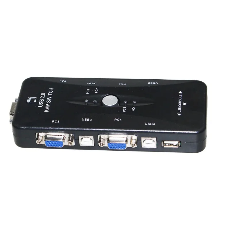 ใหม่ USB2.0 KVM Switch 4ตัวเลือกพอร์ต VGA Print สวิทช์อัตโนมัติ Moniter VGA Splitter V322 USB 2.0 KVM Switch