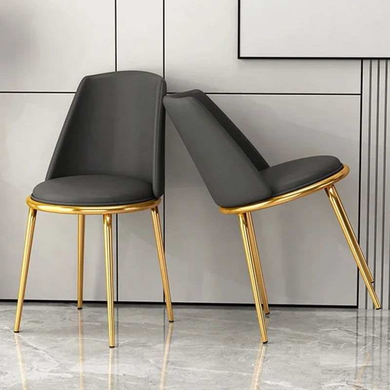 Sillas de comedor con patas de Metal negro, patas de Metal modernas, silla suave de estilo nórdico con respaldo