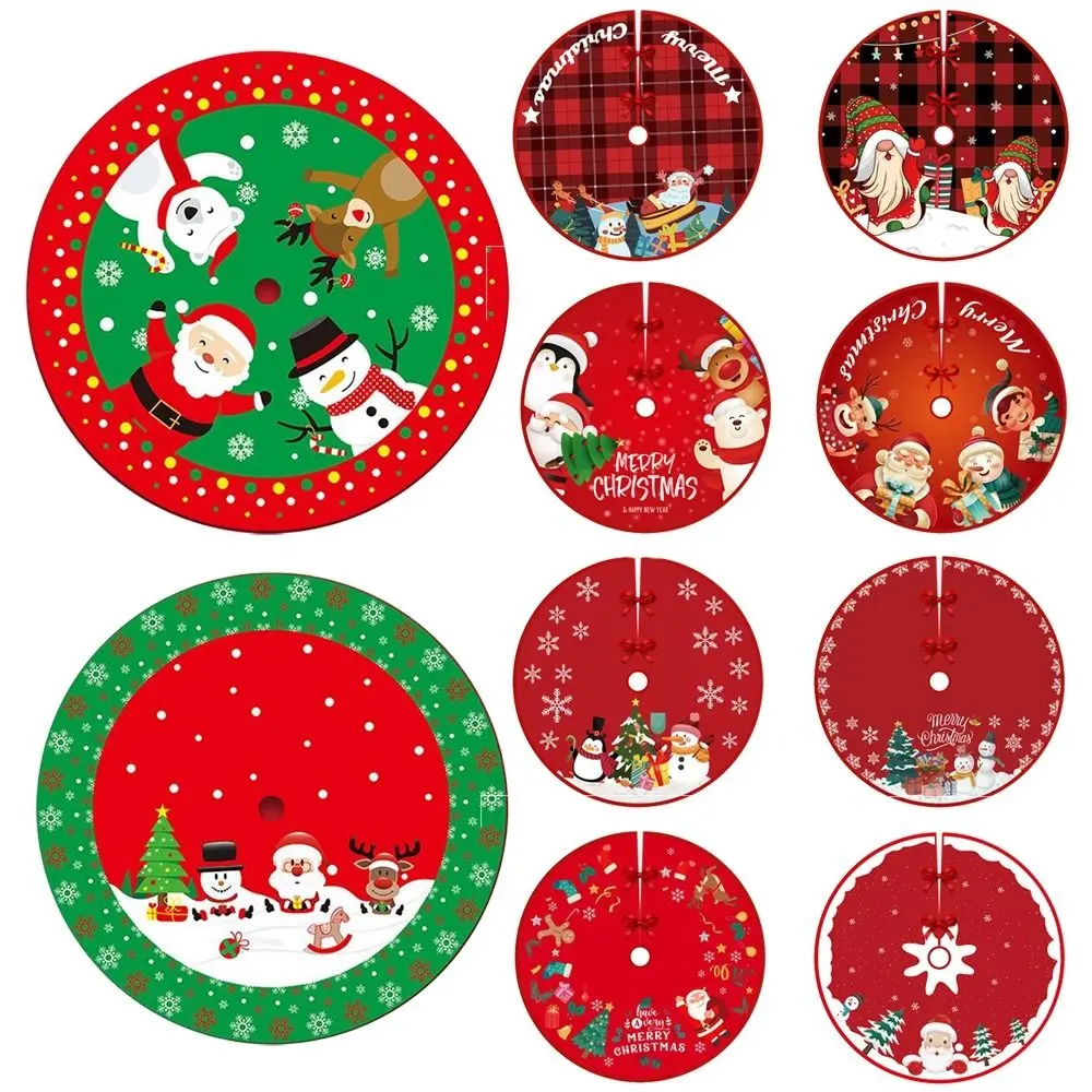 Party Decor Christmas Tree Skirt Merry Christmas Snowman Santa Elk Carpet Floor Mat Happy New Year Home Supplies Outdoor Blanket