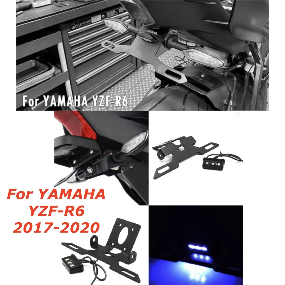 

For Yamaha Number Plate Motorcycle LED lamp License Number Plate Frame Holder Bracket YZF R6 YZF-R6 2017 2018 2019 2020