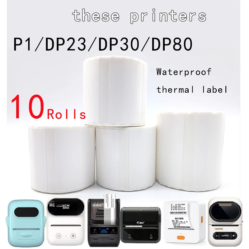 

5PK Thermal Adhesive Label Papers for P1 Label Papers DP23 DP30 DP80 Label Maker Waterproof Tear Resistant Sticker