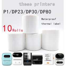 Papel de etiqueta adesiva térmica, adesivo resistente ao rasgo, impermeável Label Maker, P1, DP23, DP30, DP80, 5 pcs