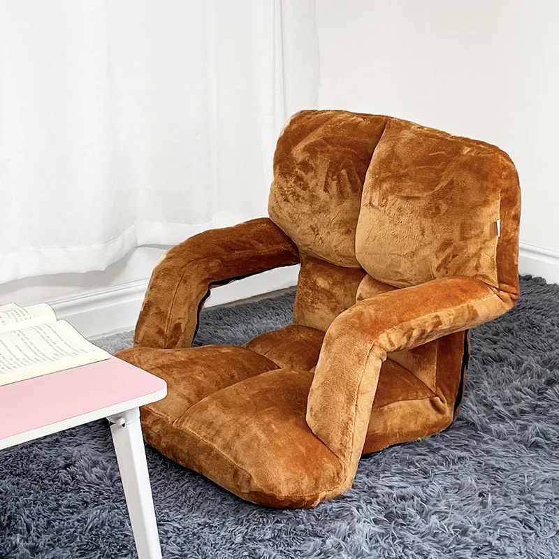 Fabric Flannel Folding Gaming Floor Chair with Armrest, Leisure Lazy Sofa, 6-Position Adjustable Floor Chair for Reading Koltuğu