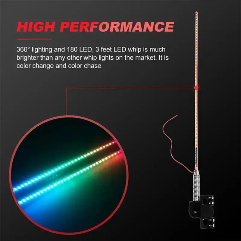 Flash Lights For Car RGB Waterproof LED Antenna Lights 12-24V Dustproof Pilot Light Wear-Resistant Streamer Lamp For Commuting