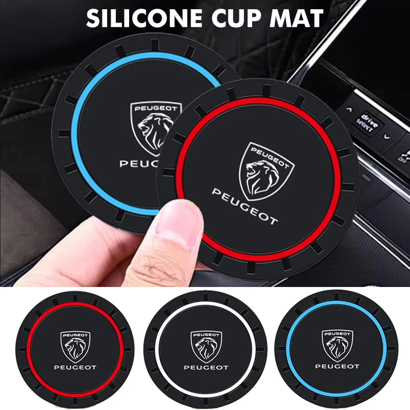 Silicone Non-Slip Car Water Cup Pad Interior Decor Accessories For Peugeot 107 206 207 208 307 308 3008 2