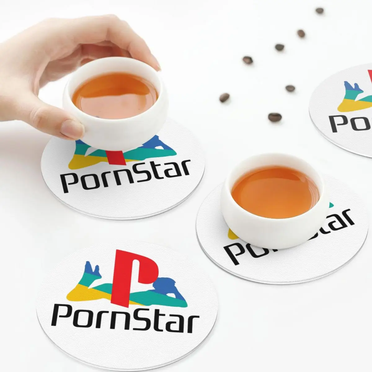 Ps Pron Star الوقايات البيضاء المطبخ المفارش كوب عازل مقاوم للماء الحصير القهوة للديكور المنزل أدوات المائدة منصات مجموعة من 4