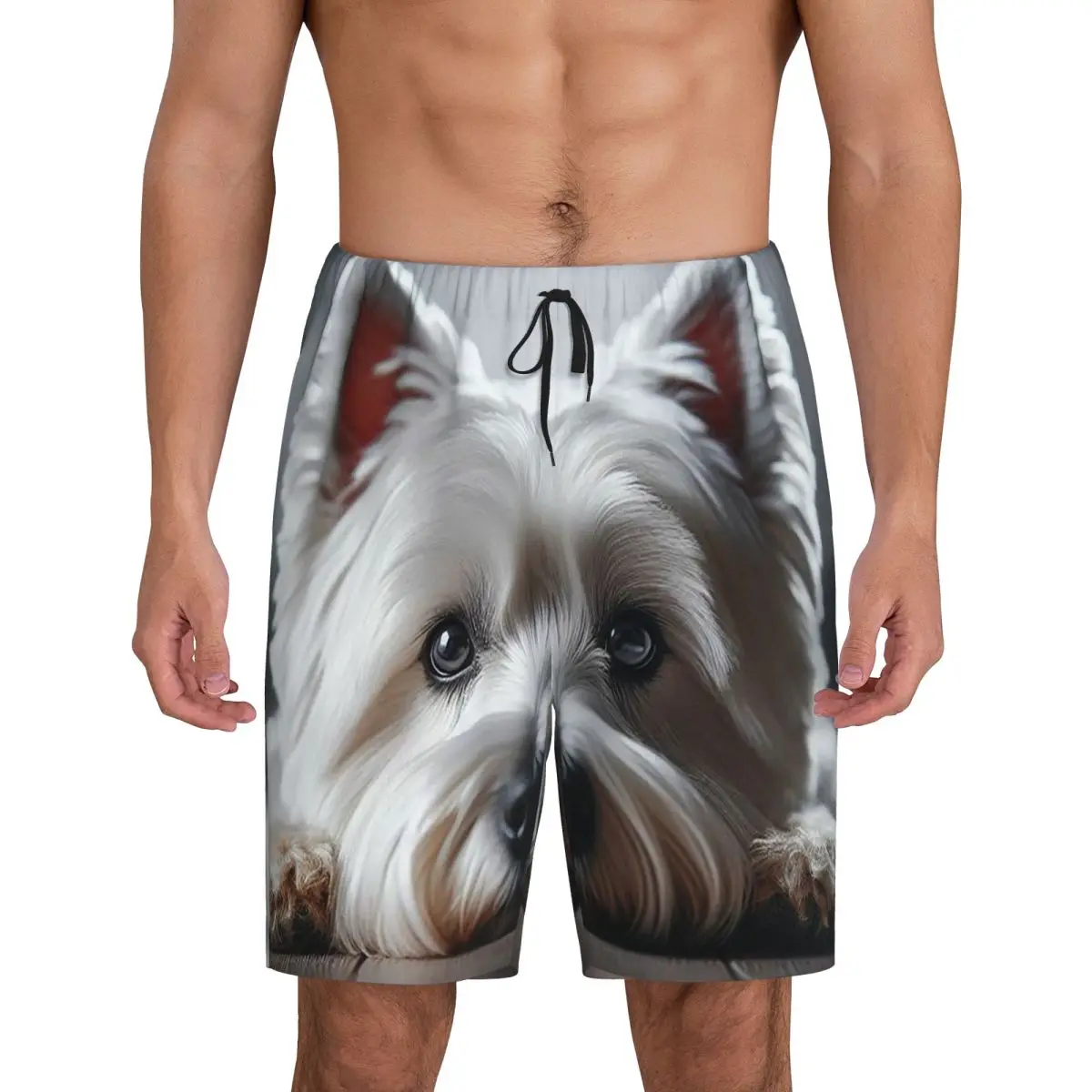 

Мужские короткие пижамные штаны с принтом вест-хайленд-уайт-терьера, домашние шорты для сна и отдыха, пижамные штаны