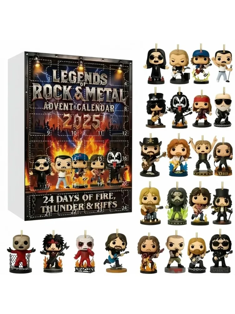 Calendario de Adviento de Rock y Metal, caja ciega de regalo, acrílico plano 2D, colección de personajes musicales icónicas, calendario de cuenta atrás, regalos para seguidores
